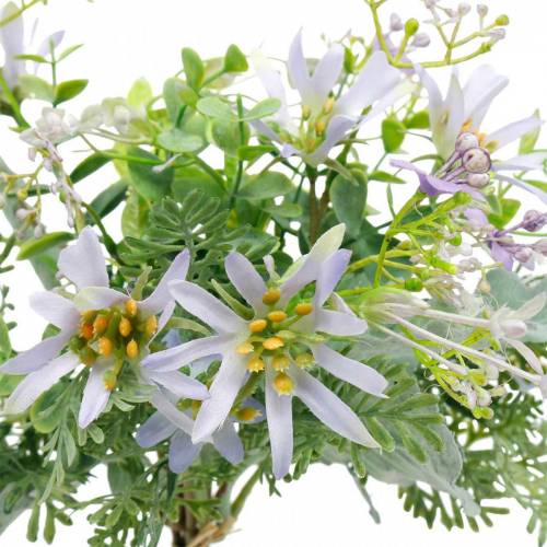 Floristik24 Decoratief boeket, paarse zijden bloemen, lentedecoraties, kunstmatige asters, anjers en eucalyptus