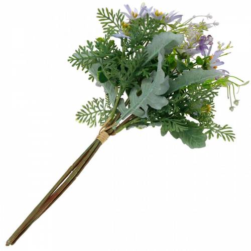 Floristik24 Decoratief boeket, paarse zijden bloemen, lentedecoraties, kunstmatige asters, anjers en eucalyptus