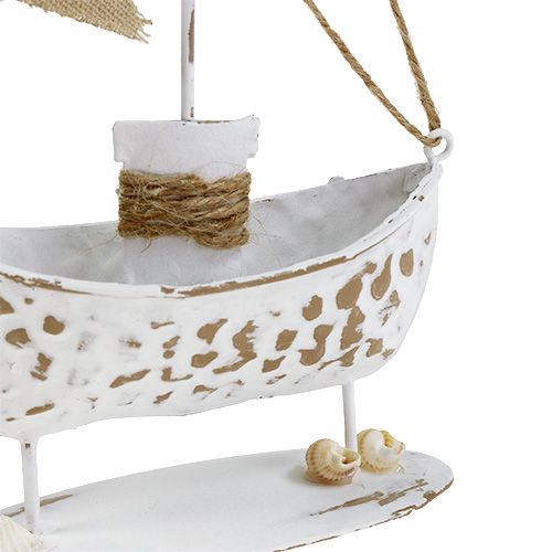 Floristik24 Decoratieve boot staand wit H22cm