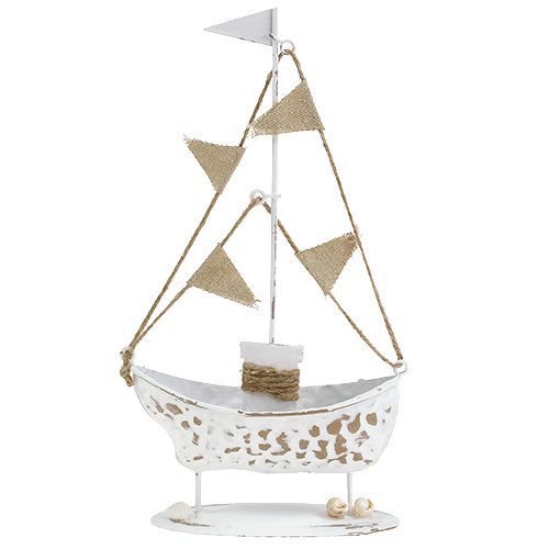 Floristik24 Decoratieve boot staand wit H22cm