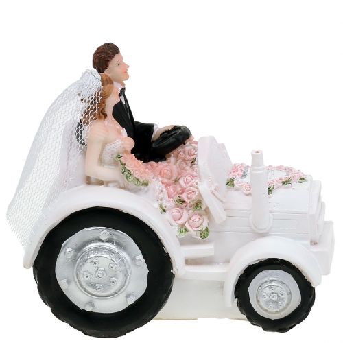 Artikel Decoratieve bruid en bruidegom op tractor H10cm