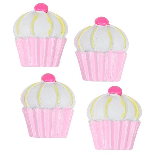Miniatuur decoratieve cupcakes roze, wit 2.5cm 60p