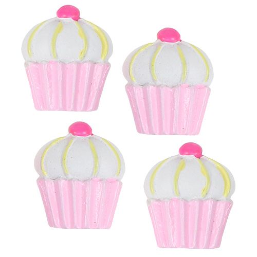 Floristik24 Miniatuur decoratieve cupcakes roze, wit 2.5cm 60p