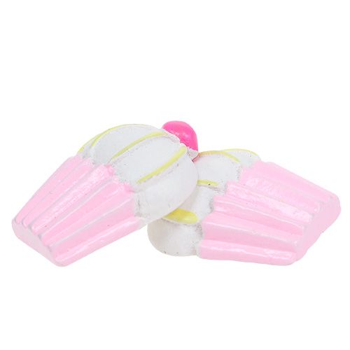 Floristik24 Miniatuur decoratieve cupcakes roze, wit 2.5cm 60p