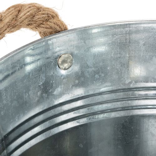 Decoratieve metalen emmerbloempot met touwgrepen Ø20cm | Floristik24.nl