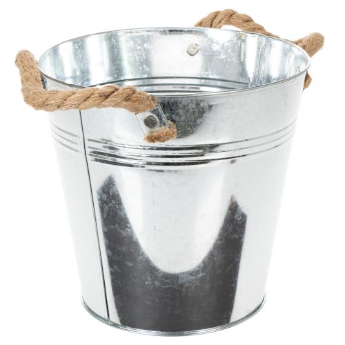 Decoratieve metalen emmerbloempot met touwgrepen Ø20cm | Floristik24.nl