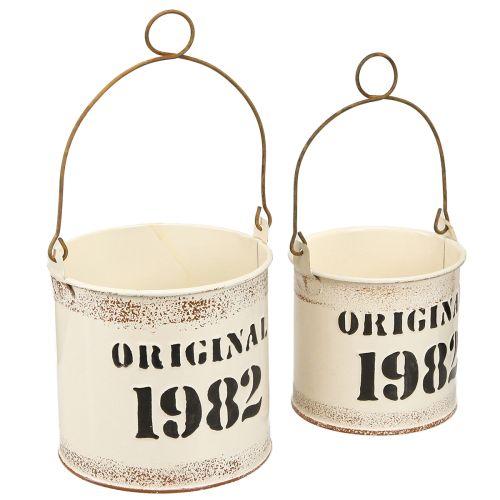 Decoratieve emmergreep &quot;Origineel 1982&quot; Crème Ø12/10cm 2×2-Set