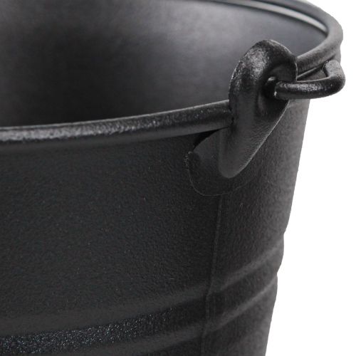 Artikel Decoratieve emmer metalen bloempot handvat zwart Ø14cm 3st