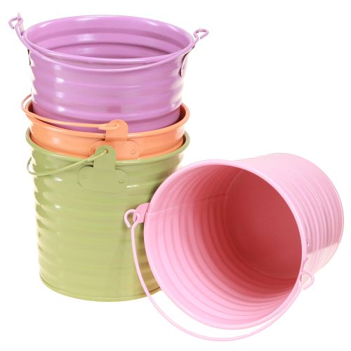 Floristik24 Decoratieve emmer metalen plantenpot handvat 4 kleuren Ø11cm 8 stuks