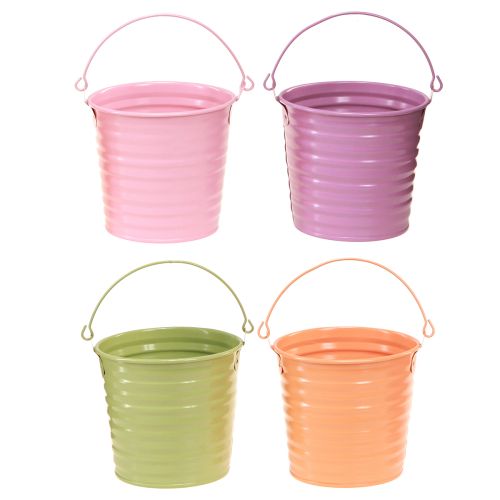 Floristik24 Decoratieve emmer metalen plantenpot handvat 4 kleuren Ø11cm 8 stuks
