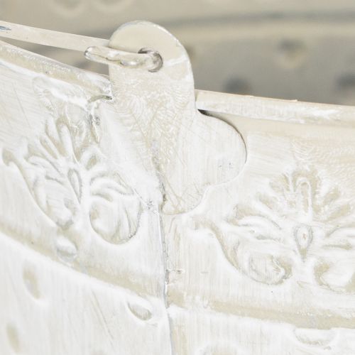 Decoratieve emmer, witgekalkt, met handvat, Ø20,5 cm, metalen plantenbak decoratie | Floristik24.nl
