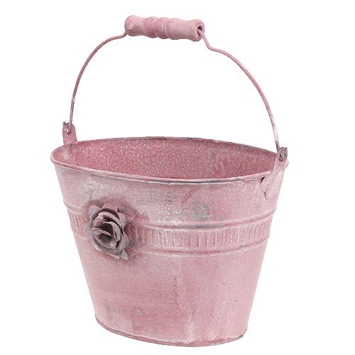 Floristik24 Decoratieve emmer roze L17,5cm H14cm