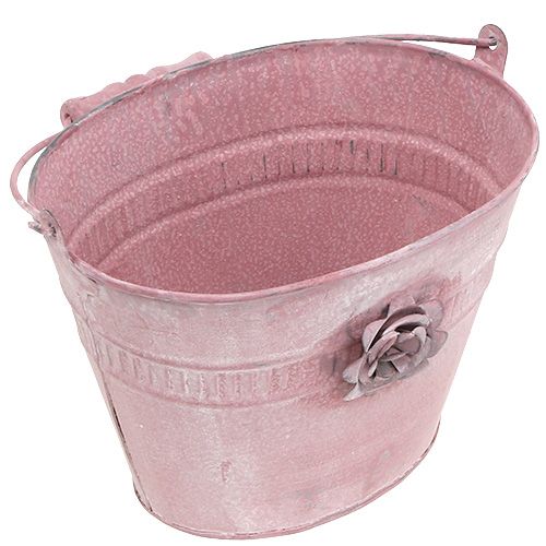 Floristik24 Decoratieve emmer roze L17,5cm H14cm