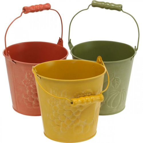 Artikel Sieremmer fruit gewassen geel, oranje, groen Ø15cm H14cm set van 3