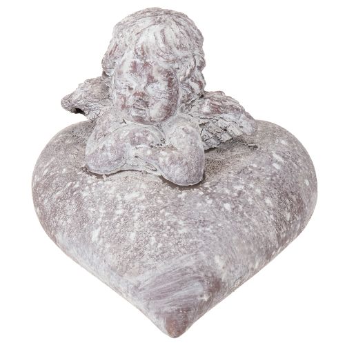 Artikel Decoratieve engel op hartfiguur van gegoten steen 15×13,5×12cm