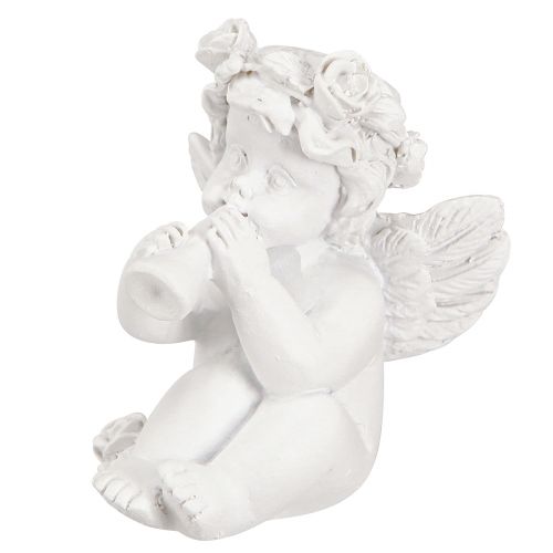 Artikel Decoratieve engel met hart grafdecoratie wit polyresin H5cm 6st