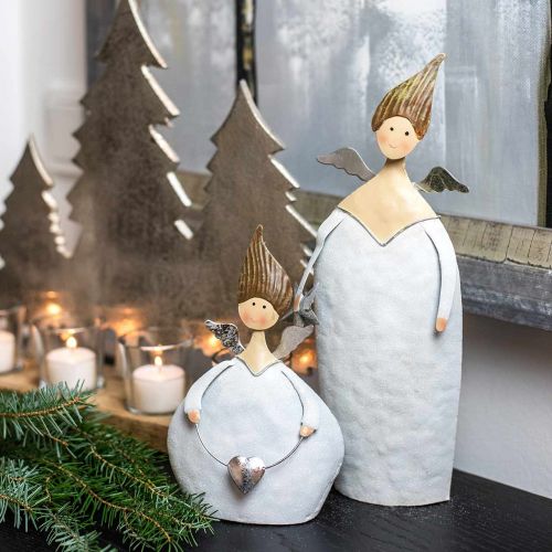 Floristik24 Decoratief engel trio metaal wit, glitter Ø10 / 11.5 / 7cm H28.5 / 18 / 21cm 3st