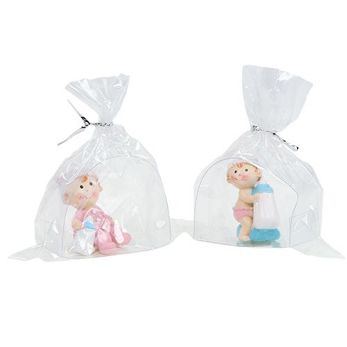 Artikel Decoratief figuur baby blauw, roze 4.5cm 2st