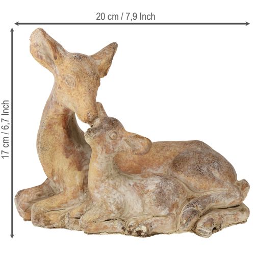 Artikel Decoratief figuur hert met reekalf gegoten steen bruin wit 20×11×17cm