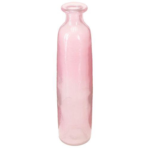 Decoratieve fles bloemenvaas glas roze rustiek Ø6cm H24cm