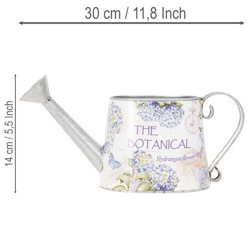 Decoratieve gieter met hortensiamotief, metaal, vintage stijl, 30x11x14,5 cm | Floristik24.nl