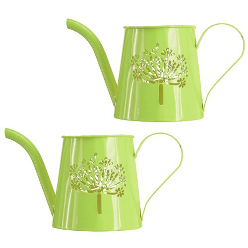 Artikel Decoratieve gieter metalen kan paardenbloem groen H12cm 2st