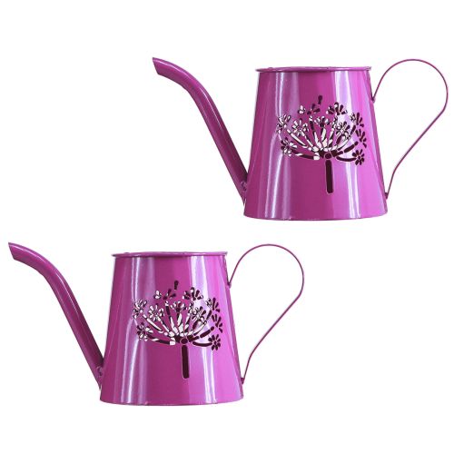 Artikel Decoratieve gieter metalen kan paardenbloem paars H12cm 2st