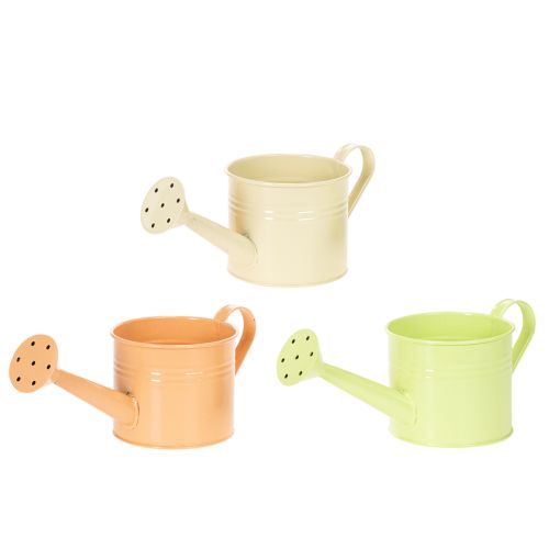 Decoratieve gieterset in pastel zalmroze, groen en geelgroen - metalen plantenbak Ø11cm H10cm, 8 stuks kopen | Floristik24.nl