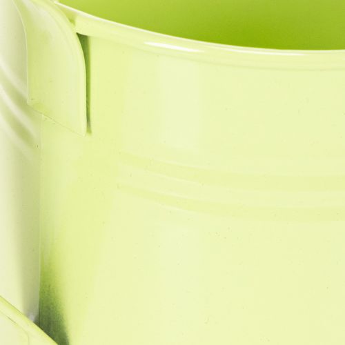 Decoratieve gieterset in pastel zalmroze, groen en geelgroen - metalen plantenbak Ø11cm H10cm, 8 stuks | Floristik24.nl