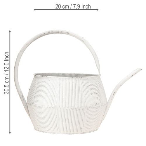 Artikel Decoratieve gieter wit metaal vintage gegroefd decor Ø25cm