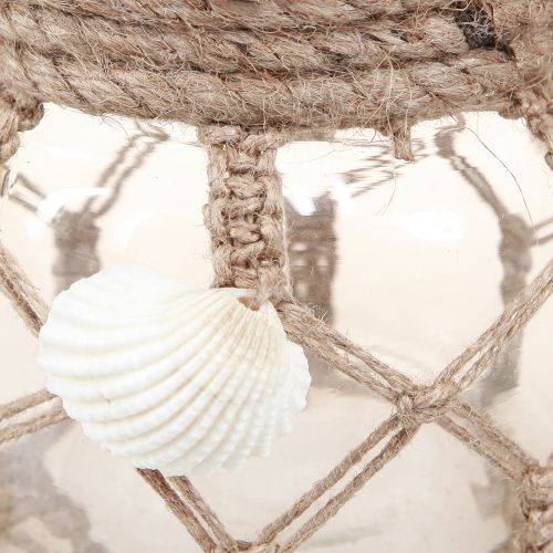 Artikel Decoratieve glazen macramé schelpen maritiem Ø11cm H12,5cm 2st