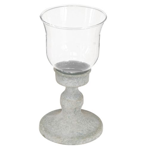 Artikel Decoratieve glazen beker metaal grijs vintage look Ø8cm H15,5cm