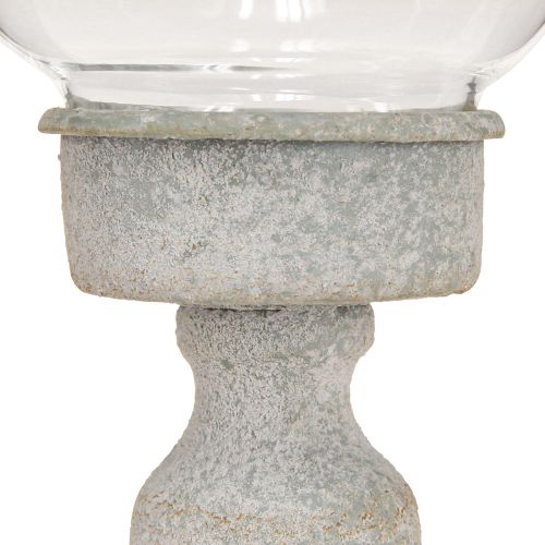 Artikel Decoratieve glazen beker metaal grijs vintage look Ø8cm H15,5cm
