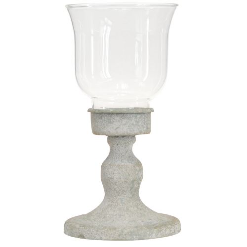 Artikel Decoratieve glazen beker metaal grijs vintage look Ø8cm H15,5cm