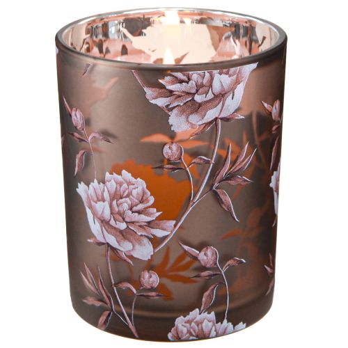 Floristik24 Decoratieve glazen lantaarn anjers zilverbruin H12,5cm 2 st