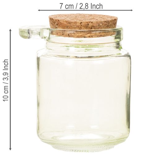 Decoratief glas met kurken deksel en lepel, groen, Ø7cm, H10cm, 2 stuks | Floristik24.nl