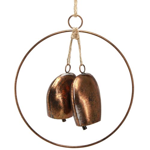 Artikel Decoratieve belletjes in ring hangende decoratie kerst brons Ø29cm
