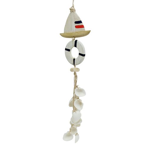 Floristik24 Decoratieve hangboot, schelpen L42cm