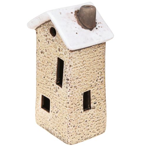 Artikel Decoratief huis keramiek crème rood grijs 10/12/13,5cm 3 stuks