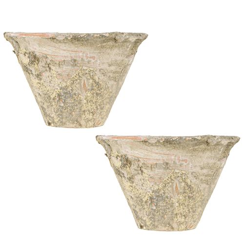 Floristik24 Decoratieve hars pot plantenbak klei terracotta Ø17cm H11cm 2st