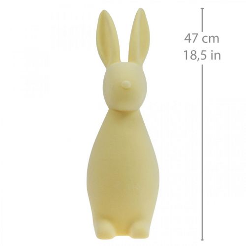 Artikel Decoratieve Paashaas – 2e keus – Gevlokt Geel H47cm