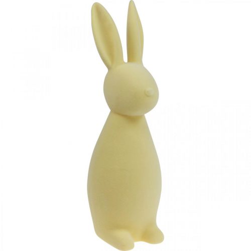 Floristik24 Decoratieve Paashaas – 2e keus – Gevlokt Geel H47cm