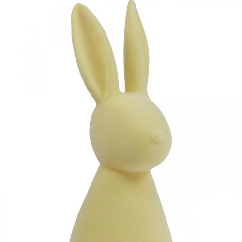 Artikel Decoratieve Paashaas – 2e keus – Gevlokt Geel H47cm