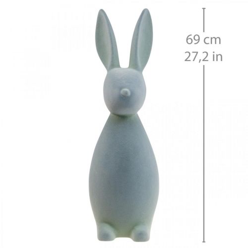 Floristik24 Deco Bunny Deco Easter Bunny Flocked Grijs-Groen H69cm