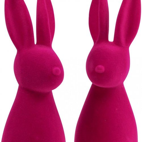 Floristik24 Deco Bunny Deco Easter Bunny Flocked Pink H29.5cm 2st