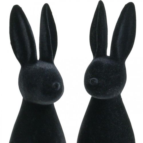 Artikel Decoratief konijn zwart decoratief paashaas gevlokt H29,5cm 2st