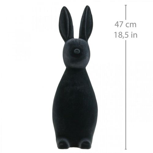 Floristik24 Decoratief Konijn Zwart – 2e Keuze – Decoratief Paaskonijn Gevlokt H47cm