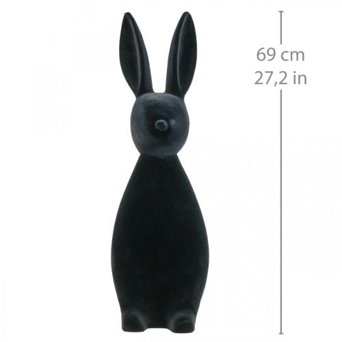 Floristik24 Decoratief Konijn Zwart – 2e Keuze – Decoratief Paaskonijn Gevlokt H69cm