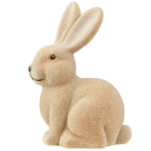 Artikel Decoratieve zittende paashaas in bruin – 2e keus – gevlokt H22cm