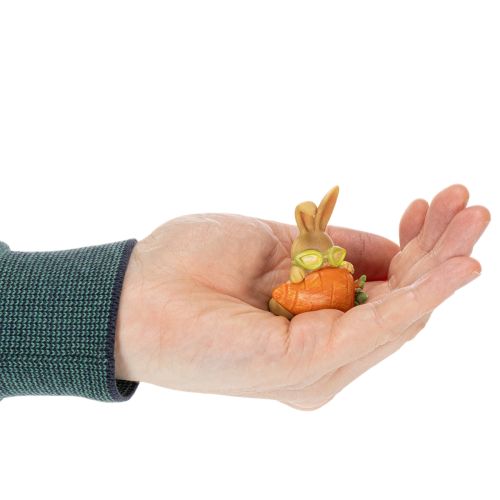 Artikel Decoratief konijn met wortel, paashaasjes, decoratieve figuurtjes, 6 cm, 3 stuks
